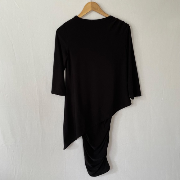 CHICO'S Size 0 US Sm Black Dress Asymmetrical Tunic Top Rouched Mini Skirt Combo - Picture 5 of 8